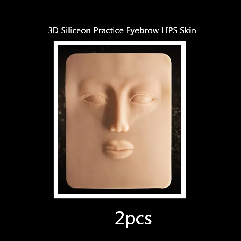 

2pcs 3D Face Practice Skin Permanent Makeup Eyebrows Lips Face Training Silicone Skin