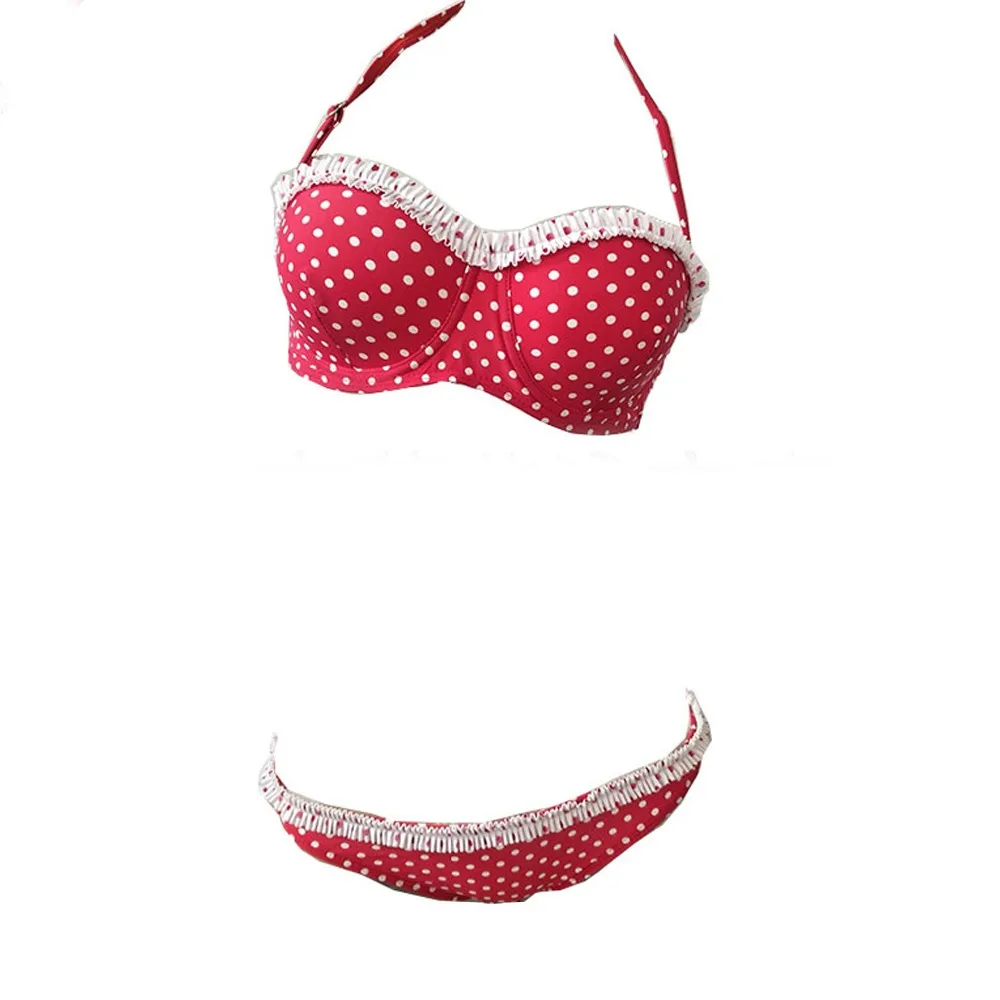 red white polka dot bathing suit