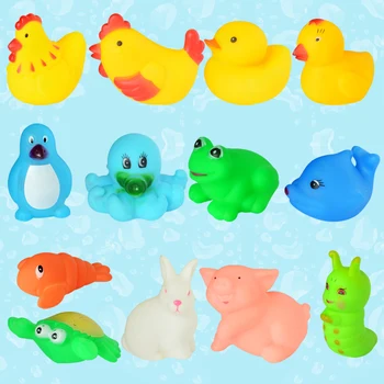 

13Pcs/set Cute Soft Rubber Float Squeeze Sound Dabbling Toy Baby Wash Bath Play Animals Toys Bath Toys for Children