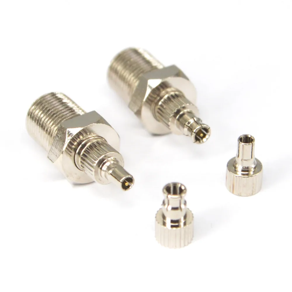 

2 Pieces F Female to 2 in 1 TS9/CRC9 Male Adapter RF Nickelplated Straight Connector