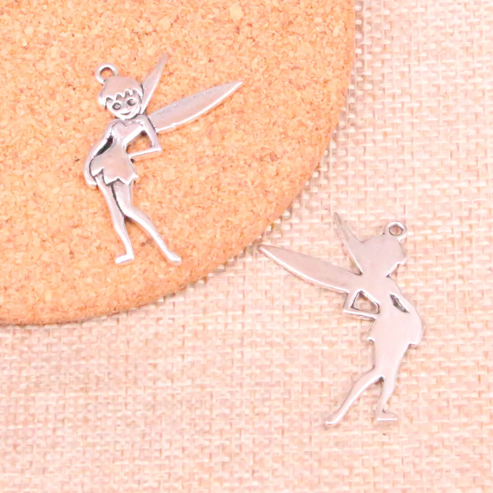 

12pcs Tibetan Silver Plated fairy tinkerbell Charms Pendants for Jewelry Making DIY Handmade Craft 36*27mm