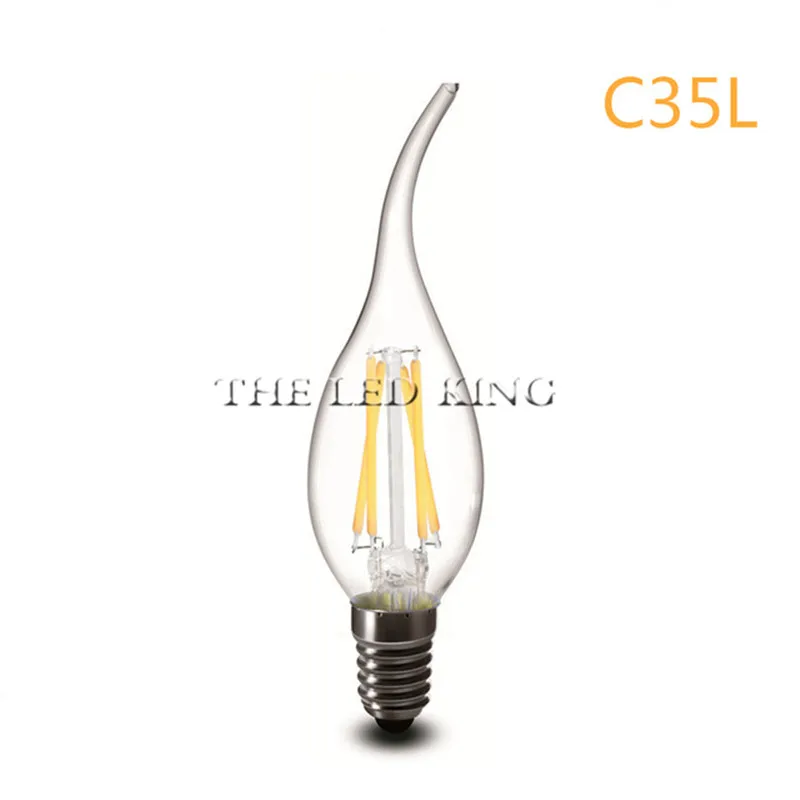 E14 Светодиодный светильник C35 C35L Диммируемый стеклянный светильник в форме свечи 220V 4W 8W 12W заменить 20W 40W 60W галогенный светильник люстры - Испускаемый цвет: 8W C35L E14