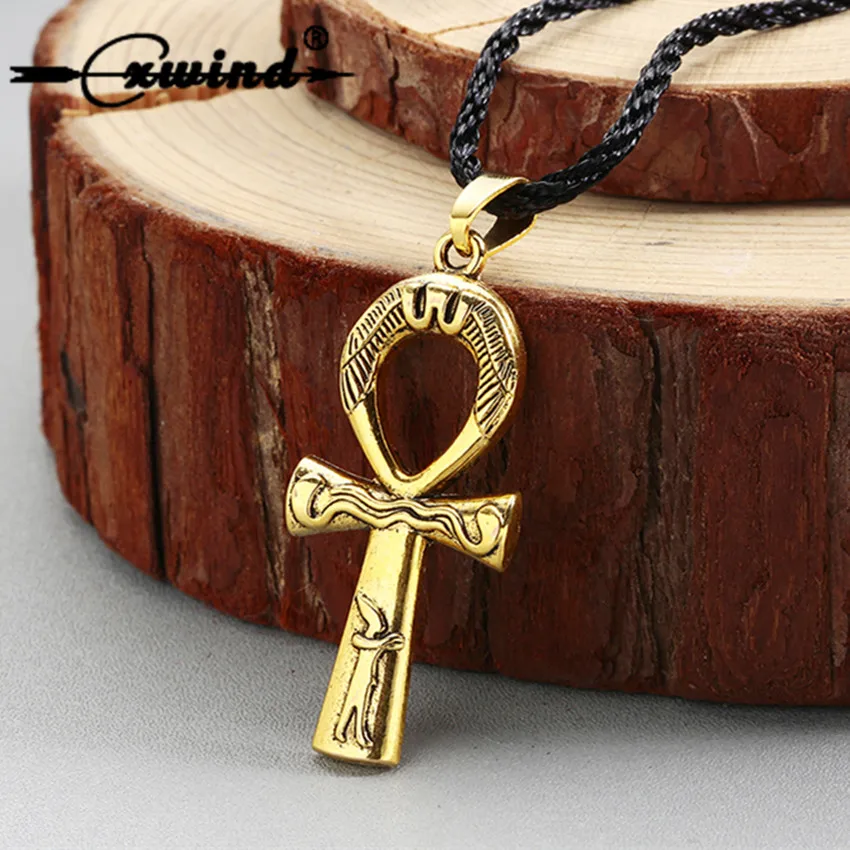 

Cxwind Retro Ankh Necklace Cross Pendant & Rope Chain Key of Nile Men Women Jewelry Egyptian Cross Charm Amulet Jewelry