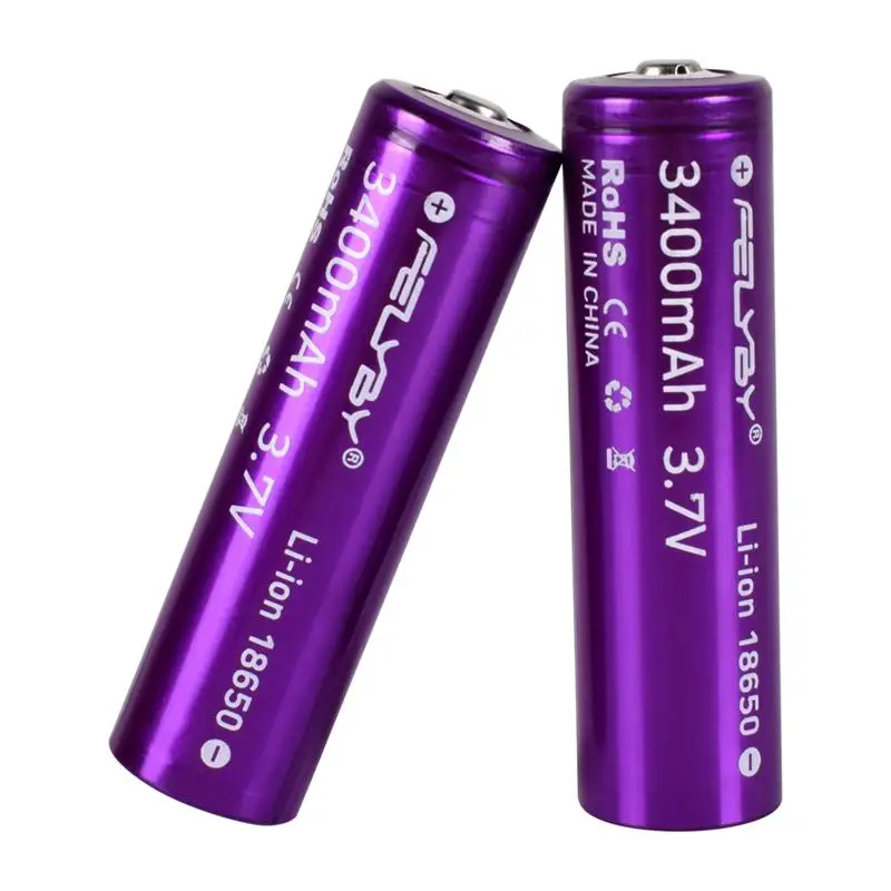 HOT!FELYBY New Original 18650 Battery 3.7V 3400mAh 2-10pcs High Capacity Lithium Rechargeable Batteries