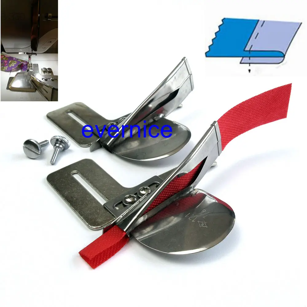 

2 Set Raw Edge Plain Tape Binding Attachment Single Fold #A4 For Janome Coverpro