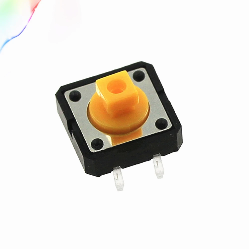 50CS free shopping 12x12x7.3 mm Tactile Switches Yellow Square Push