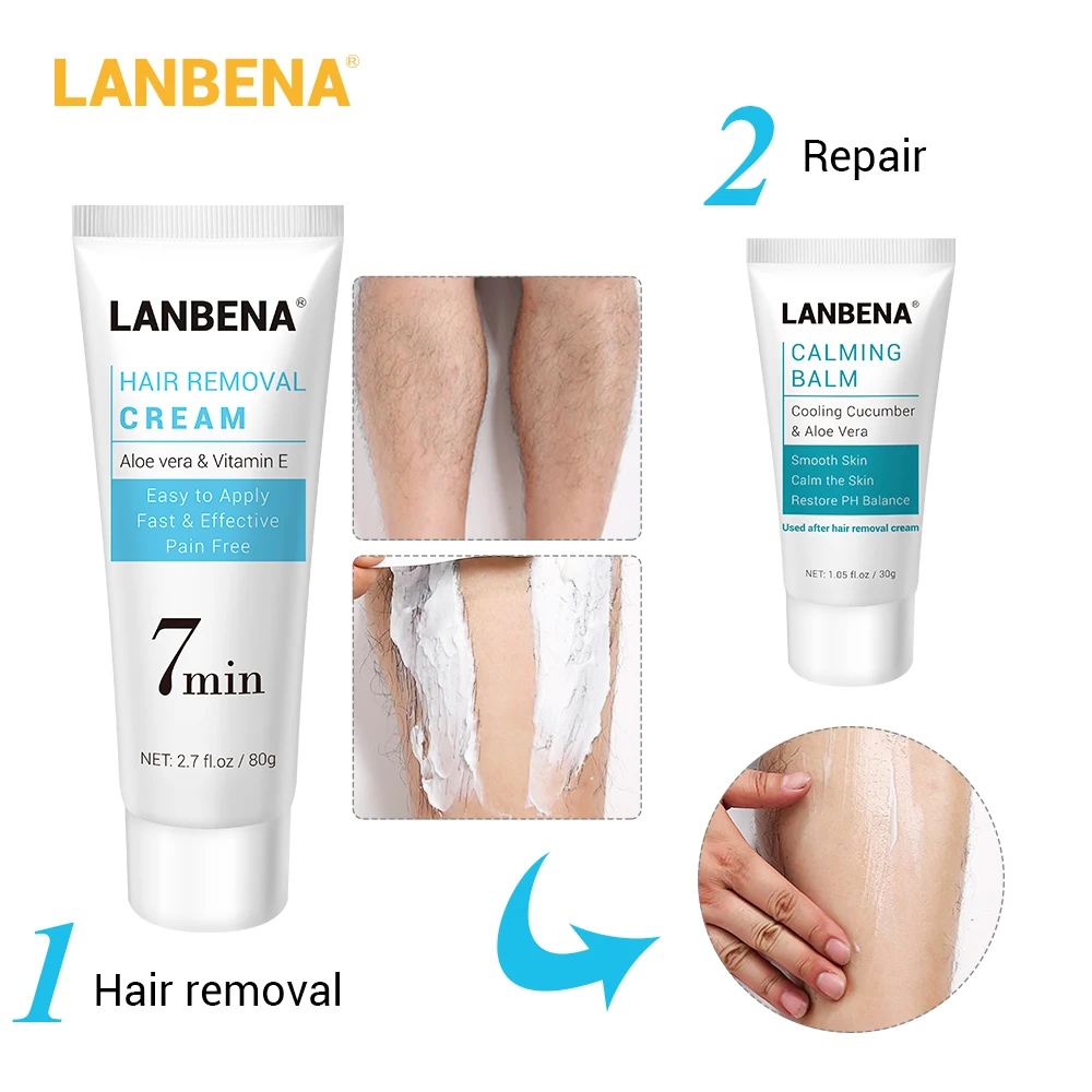 

LANBENA Hair Removal Calming Balm Cream Soothing Repairing Deep Moisturizing Natural Extract Body Care After Removal Depilation