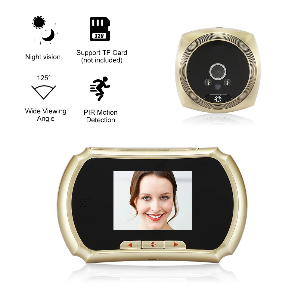 

3-Inch LCD Screen Monitor Video Door Viewer 1.3MP Peephole Door Camera Door Eye Doorbell PIR Motion Detection Video Recording
