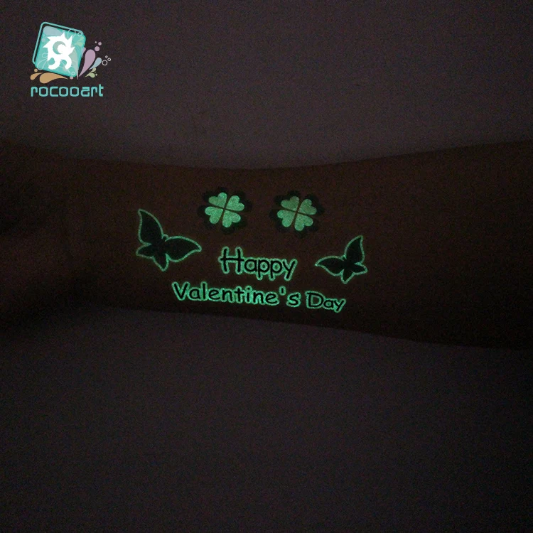Rocooart бабочка светящаяся поддельная татуировка в форме крыльев Flash Taty якорь татуаж светящийся в темноте водонепроницаемый временные татуировки наклейка на тело