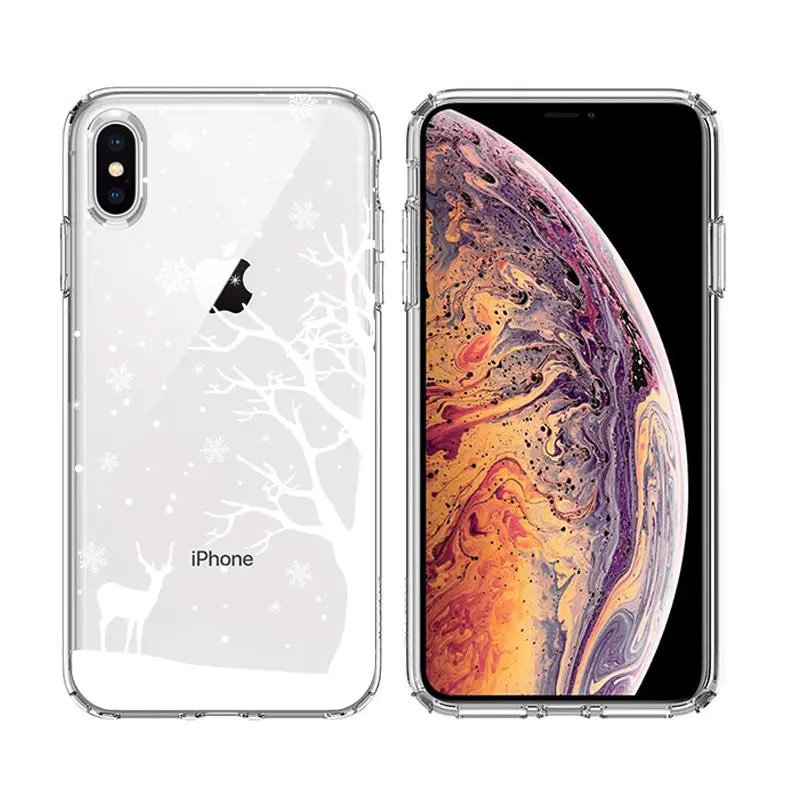 Christmas Santa Reindeer Patterned Clear Soft TPU Case For iPhone 8 Plus XS XR XS Max 6S 5S 7 Plus 7 6 5 SE 8 Chritmas TPU Coque (13)