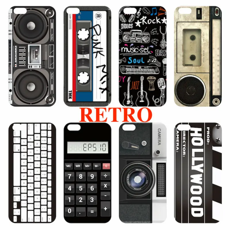 For iPhone 4 5 6 7 S Plus SE Retro Camera Cassette Tapes Player Rock Music