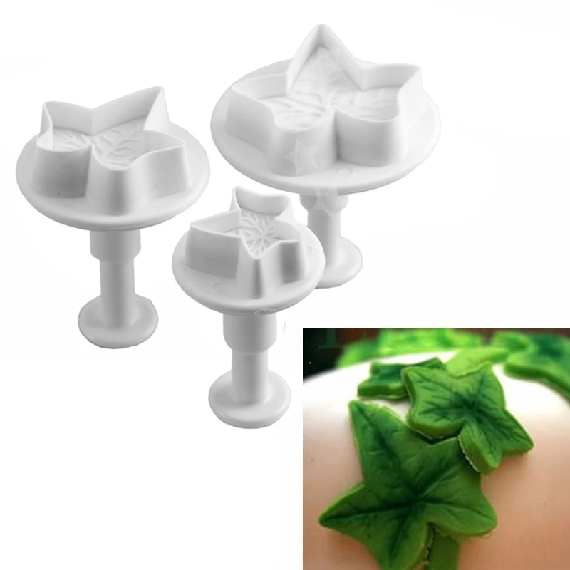 

3pcs/set Fall Autumn Stem Maple Leaf / IVY LEAF Shape Cookies Cutter Plunger Cake Baking Decorating Tools Diy