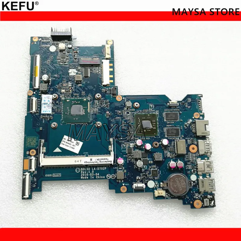 KEFU Laptop Motherboard Fit For HP 15-AY Notebook PC Main Board 854942-001 854942-501 854942-601 N3710 LA-D702P 2G KEFU Laptop Motherboard Fit For HP 15-AY Notebook PC Main Board 854942-001 854942-501 854942-601 N3710 LA-D702P 2G