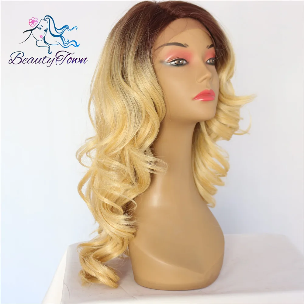

BeautyTown Brown Ombre Gold Light Yaki Women Blogger Daily Makeup Wedding Present Masquera Party Synthetic Lace Front Wigs