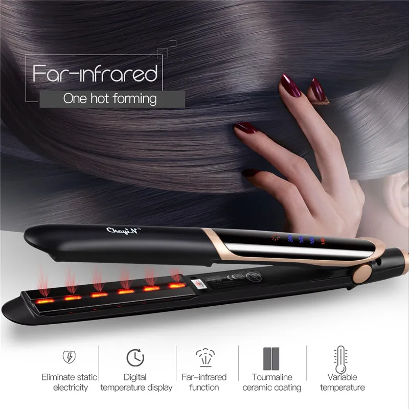 Профессиональный инфракрасный выпрямитель для волос, керамическая 3D плавающая широкая пластина, плоский утюг, светодиодный, цифровая завивка волос, выпрямление волос 0