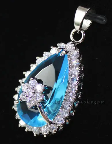 

shipping Charming! Blue Zircon Crystal Inlay Pendant Necklace AAA Grade
