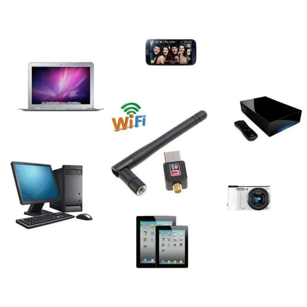 

150Mbps External USB 2.0 WiFi Adapter with Antenna Mini Wireless LAN Network Card 802.11n/g/b for PC Computer High Quality