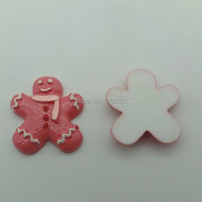 1pcs/lot resin flatback Gingerbread man with scarf 22mm Cabochons Scrapbooking Hair Bow Center DIY Christmas decration C109-10