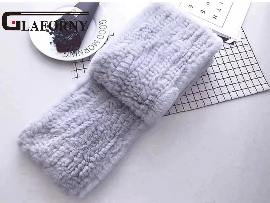 

Glaforny Women Rex Rabbit Fur Scarfs 100% Real Fur Mufflers Winter Warm Fashion Fur Wraps Long Style Rectangle