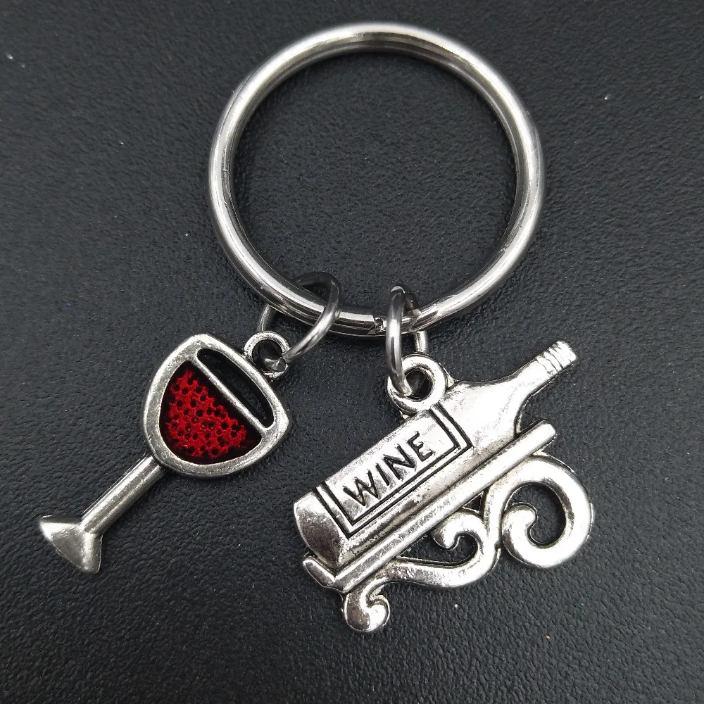Red Wine Glass Charm Keychain DIY Jewelry GIfts for Wine Lover Wine