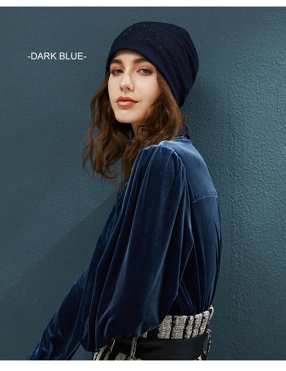 Winter Beanies Ponytail With Mesh And Rhinestone Flower Hats For Women Elegant Knit Caps  Female Streetwear Warm Beanie Skullies (8)