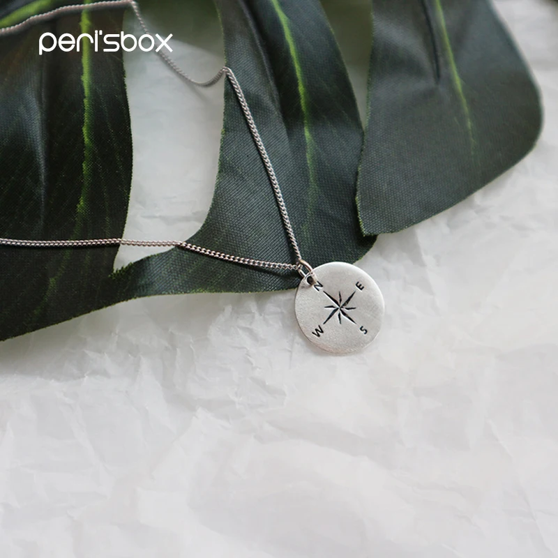 Кулон Монетный компас Peri'sBox ожерелье из стерлингового серебра 925 пробы с