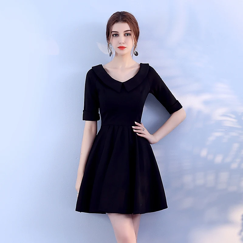 

Black Colour Knitted Mini Dress Bridemaid Dress Women Wedding Party Dress Back of Zipper