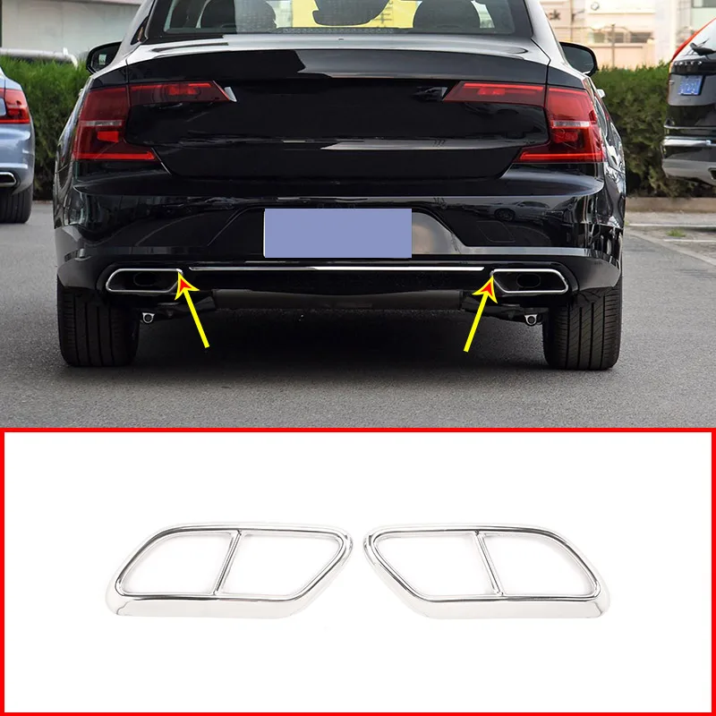 

Stainless Steel Car Exhaust Pipe Tail Throat Decor Frame Trim Cover Liner Accessories For Volvo S90 2017 2018