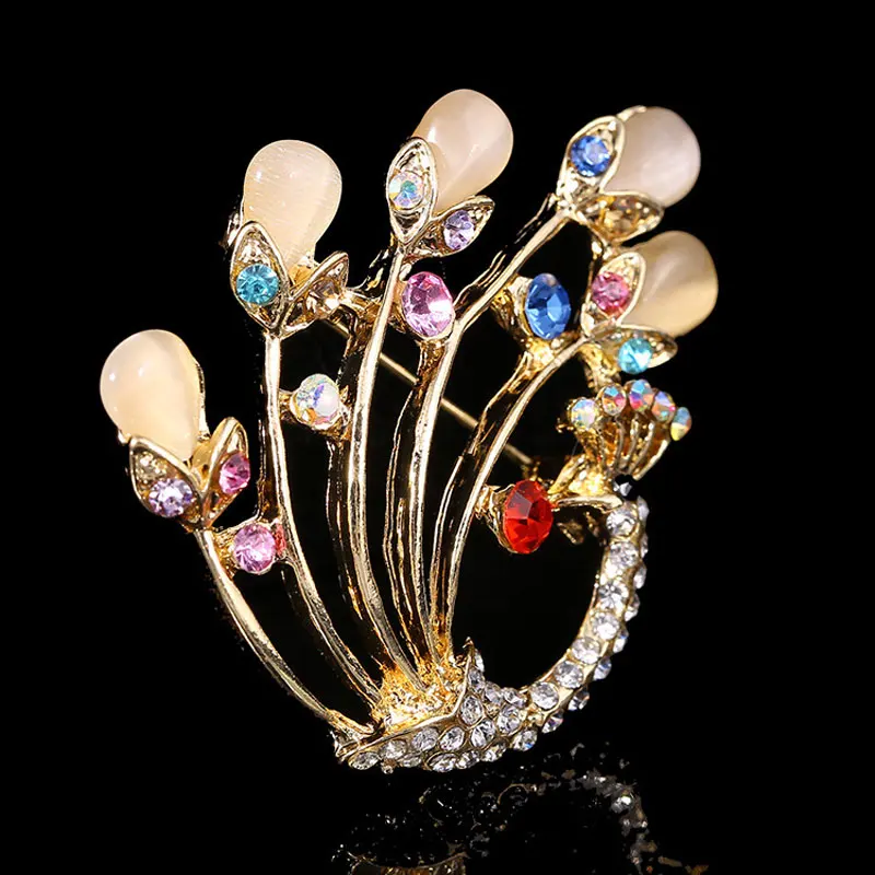 Opal Peacock Brooch ,Auspicious Meaning Peacock Open brooch Retro
