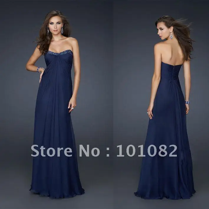 Chiffon Strapless Empire Slim A line Floor Length Dark