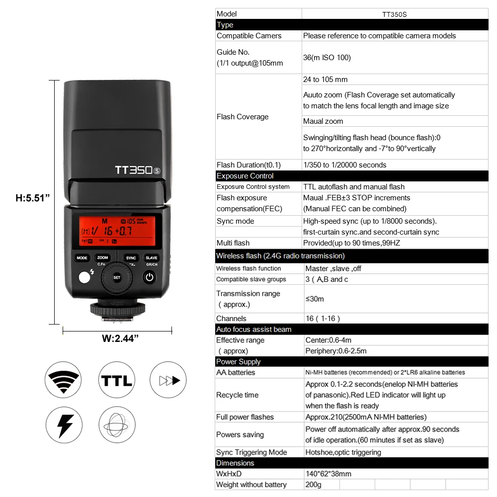 Godox TT350S For Sony Camera Flash (22)