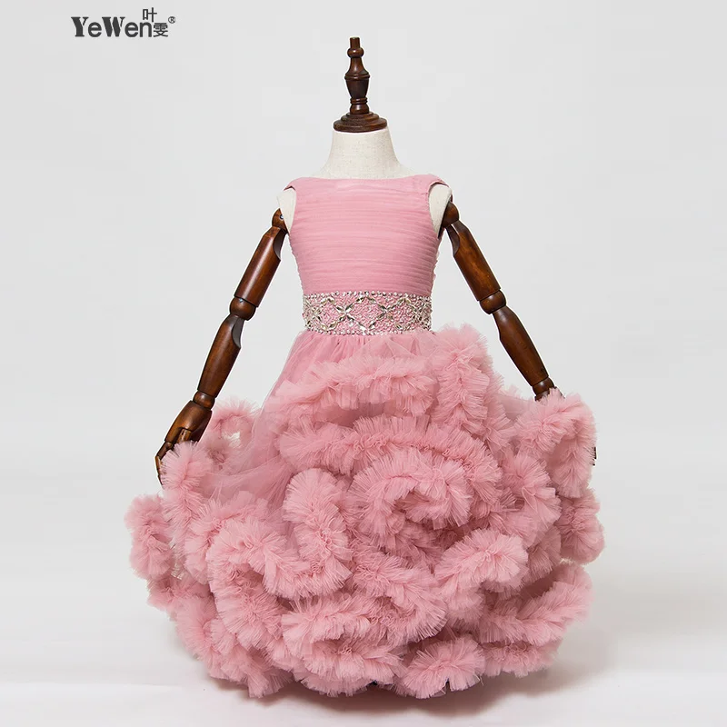 Yewen/розовое платье принцессы с рисунком облака для маленьких девочек на свадьбу; Детские праздничные платья; бальное платье в пол; 8013 - Цвет: light pink
