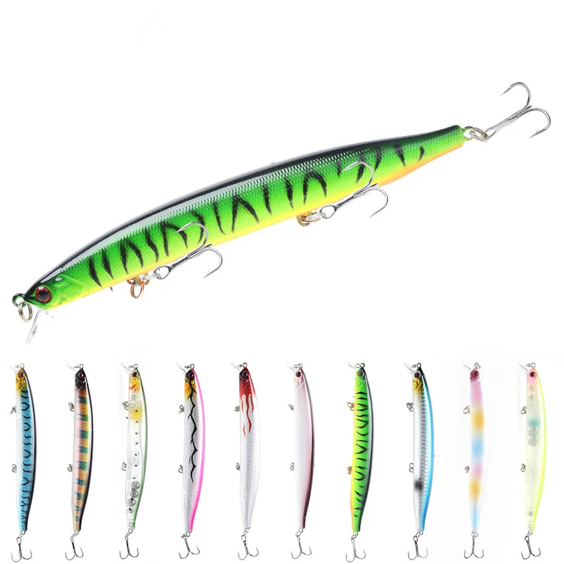 

1PCS Fishing lure plastic Minnow 13.8CM 20g sea fishing high carbon steel three hook hard artificial bait 3D eyes for fishing