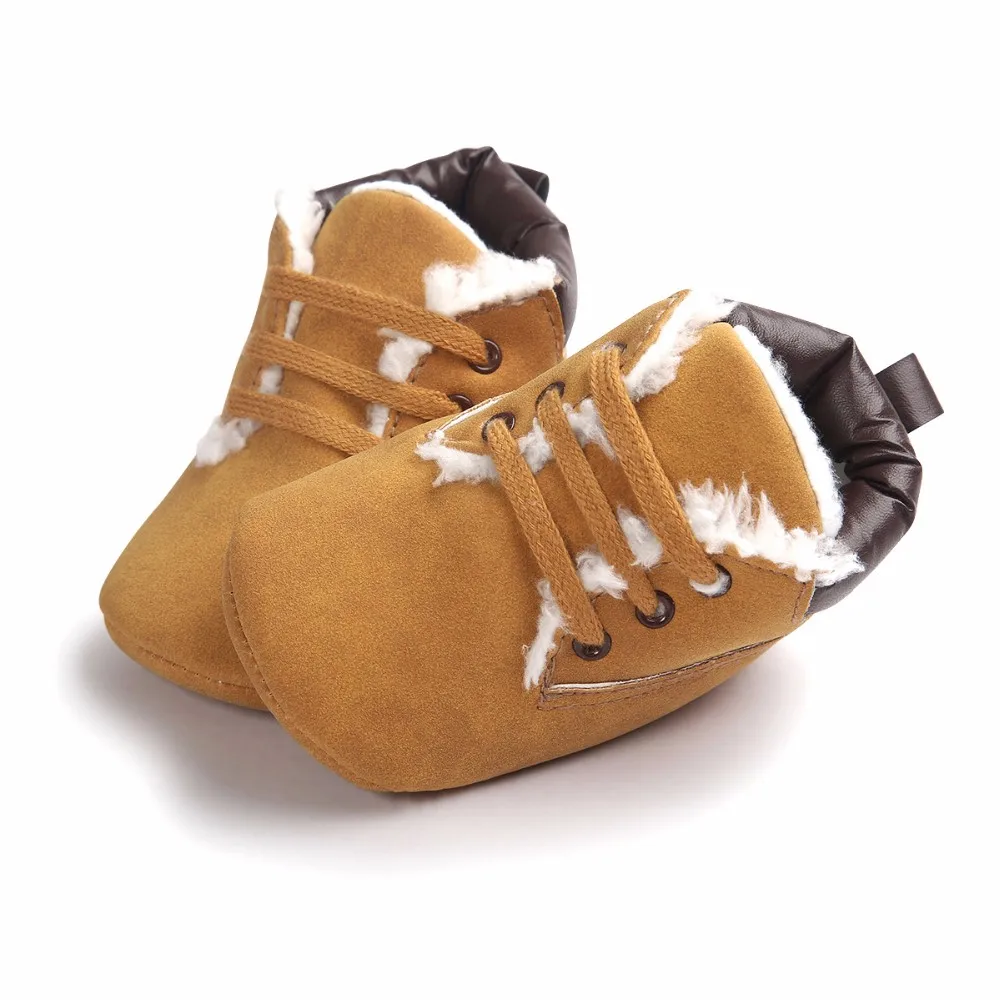 Delebao Новая мода зимние детские ботинки из кожи пу под замшу мелкая Мода Высокое качество тепло пушистый на шнуровке Открытый Спортивная обувь