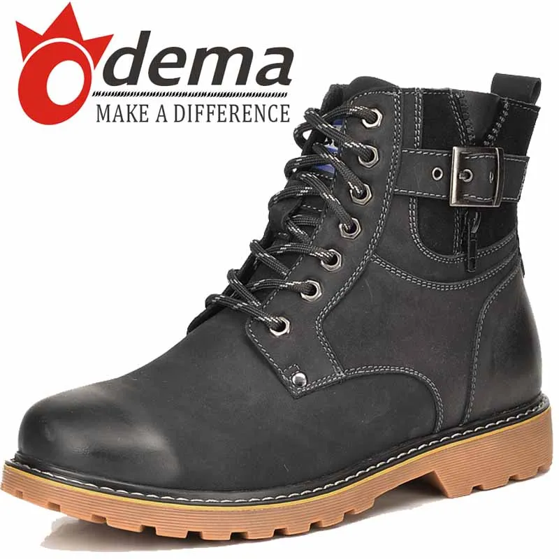 Top Genuine Leather Men Boots Winter Casual Lace Up Short Boots Fashion