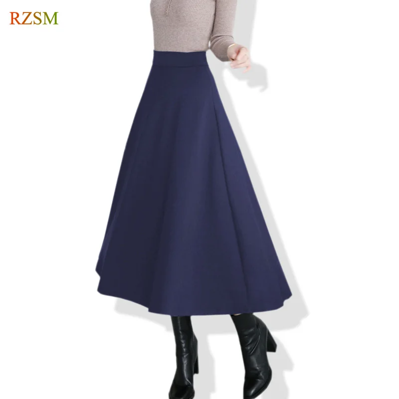 High Waist New Women Skirt Retro Solid Big Swing A Line Skirt