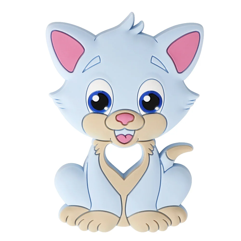 TYRY. HU 1 шт. милый кот Силиконовые Прорезыватели для зубов пищевого качества мультфильм Детские Прорезыватели игрушки DIY соска цепи ожерелья для детей продукты - Цвет: Blue