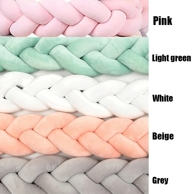 

Newborn Baby Bed Bumper Pure Color Weaving Knot for Infant Room Decor Crib Protector