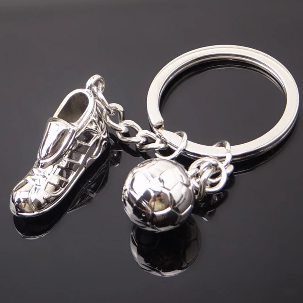 Unique Soccer Shoes Football Ball Stainless Steel Metal Keychain Key Chains Ring Gift