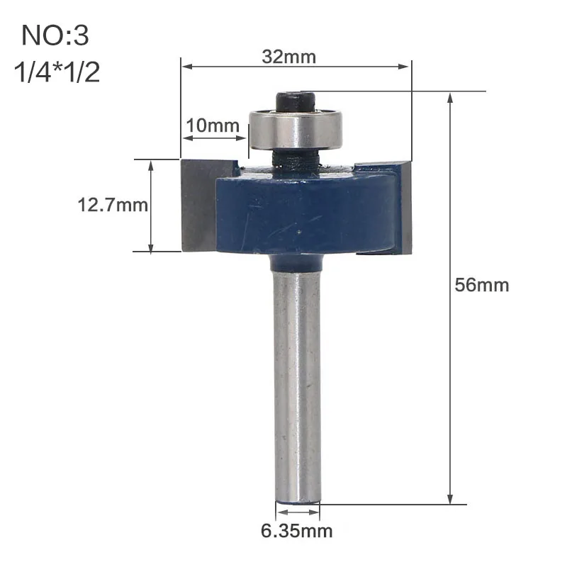 1 шт. 6,35 мм 1/" хвостовик Prrofessional ранг Rabbeting Т-образные Фрезерные фрезы с подшипником карбида вольфрама Т-образные фрезы для дерева