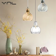 YNL Modern Loft Cord Pendant Lights Clear Glass Lampshade celling lights with E27 Retro Edison bulb Indoor Lighting Home Decor