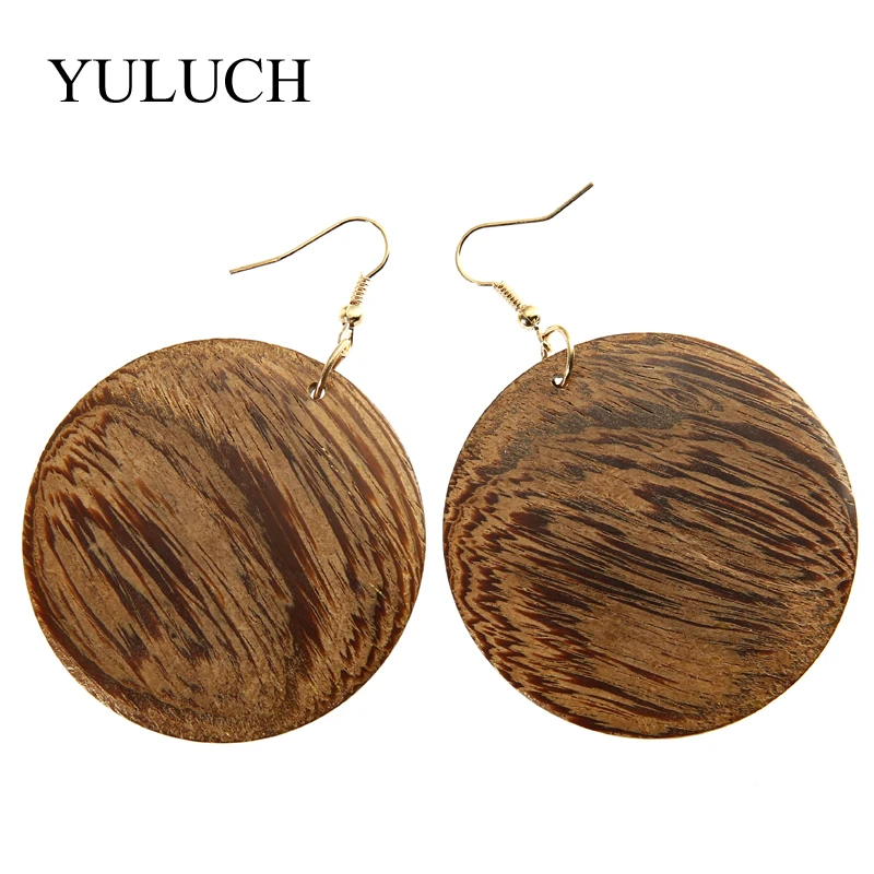 

2018 New Design Round Pattern Hand Made Woman Earrings Rosewood Earrings Jewelry Solid Wood Girls Personality Unfinished Earring