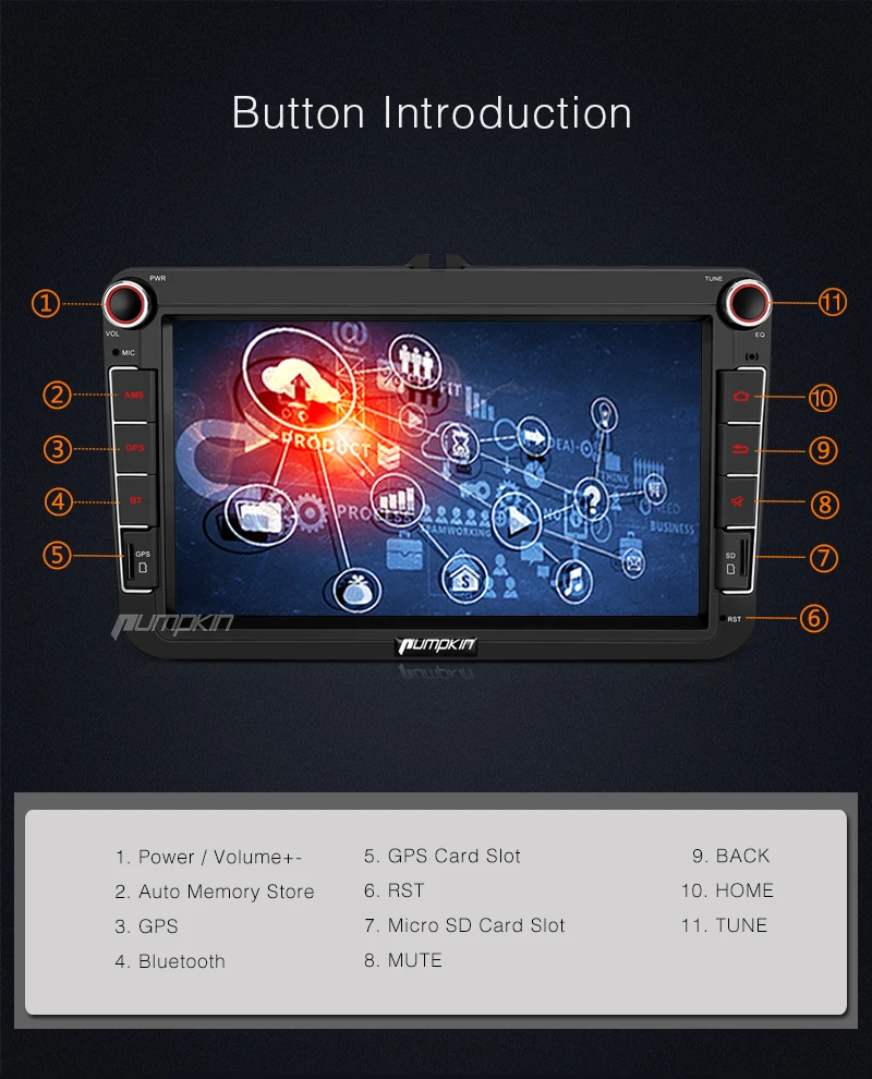 Discount Pumpkin Qcta-core RAM 2G ROM 32G 2 Din 8" Android 7.1 Car Radio No DVD Player GPS Navigation Stereo For VW/Volkswagen/Golf/Seat 6