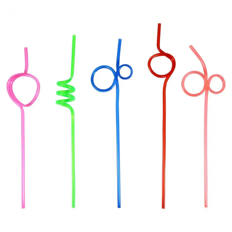 

10pcs Creative Colorful Straw Crazy Curly Loop Coloured Drinking Straws for Birthday Party PVC