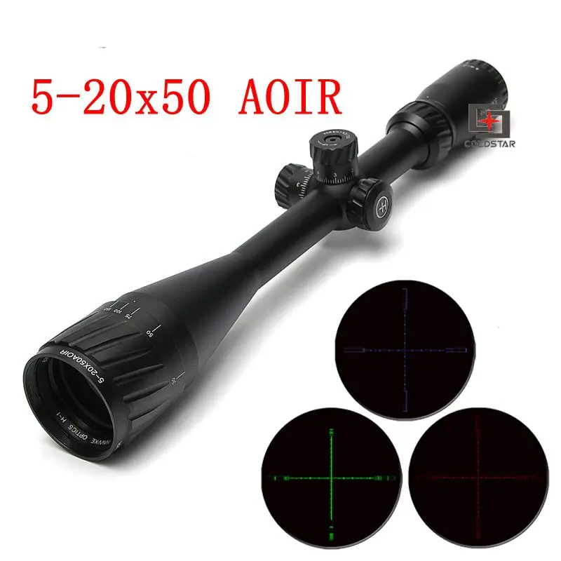 

5-20X50 AOIR Red &Green&Blue Optical Sight Riflescope Hunting Scopes for Tactical Wepaon Airgun Air Rifle With 11/20mm Mounts