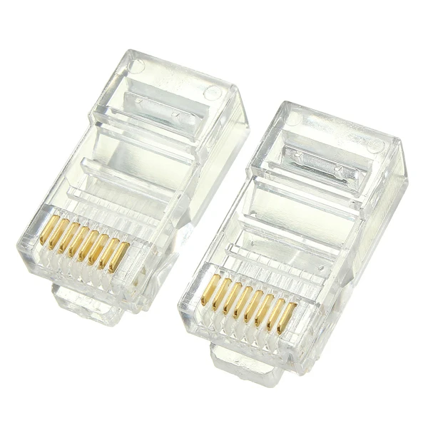 Wholesale 50PCS RJ45 RJ-45 CAT6 Modular Cable Head Plug Ethernet Gold Plated Network Connector Best Promotion