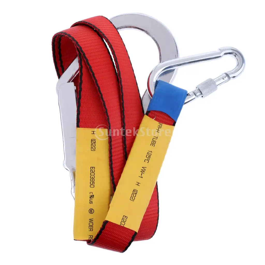 22KN Outdoor Climbing Harness Belt Safety Lanyard Fall Protection with Carabiner Snap Hook
