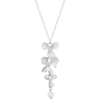 

QIAMNI 30cs/lot Wholesale Unique Orchid Flower and Pearl Charm Pendant Necklace for Women and Girls