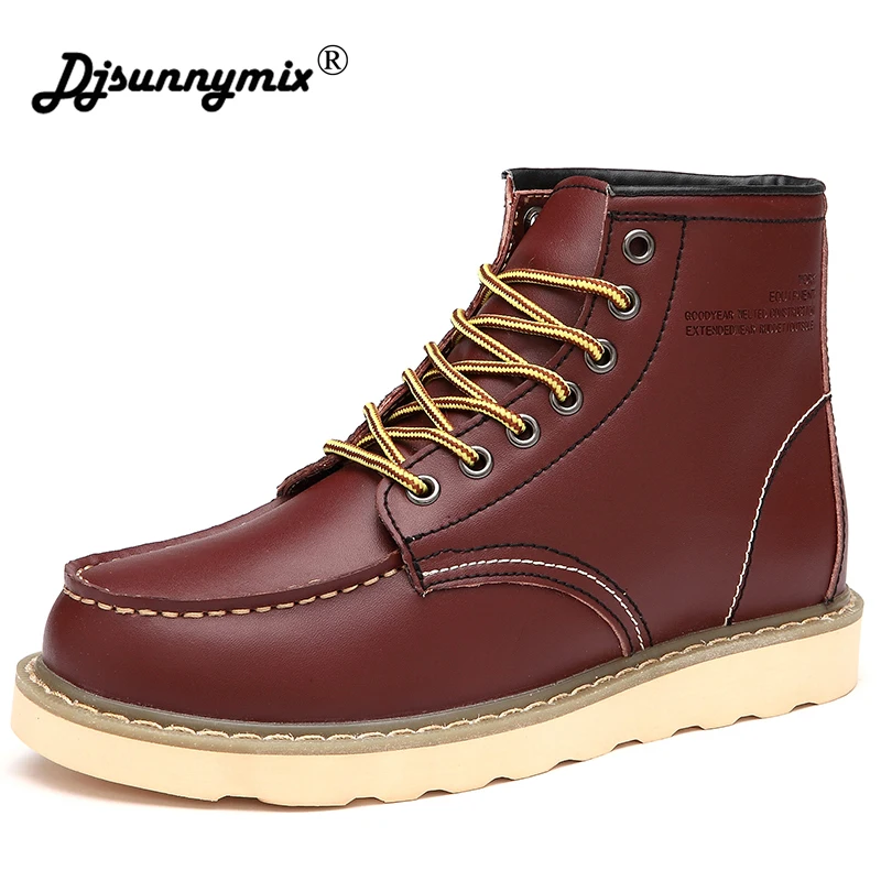 

DJSUNNYMIX Brand Fashion Ankle Boots Autumn winter men's Motorcycle Martin Boots men Oxfords men Shoes plus size 38-44