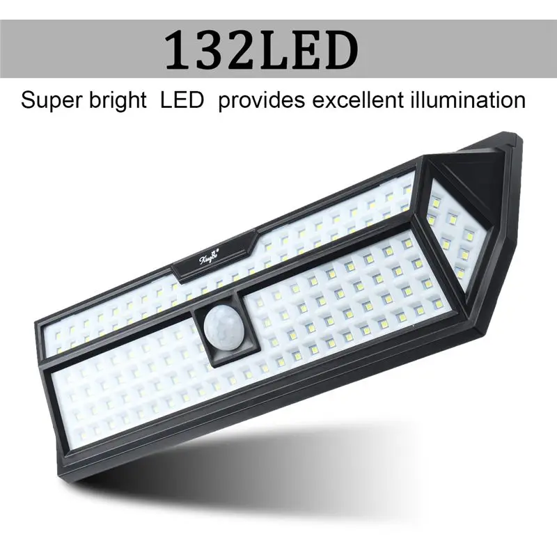 

Kingso Waterproof 132 LED Garden Solar Lights Solar LED Wall Light Outdoor 3 Modes 270 Degree Solar PIR Motion Sensor Lamps